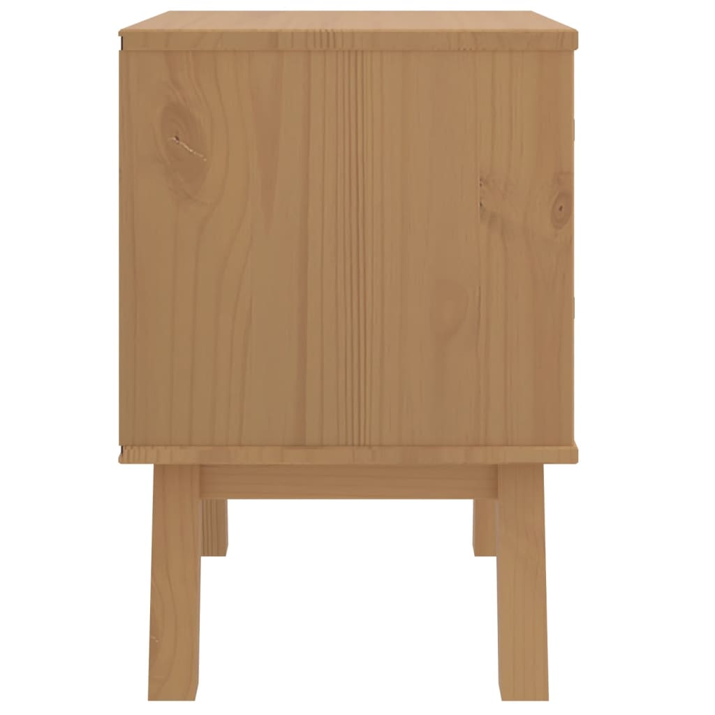 OLDEN Grey & Brown Solid Pine Bedside Cabinet - Rustic Charm