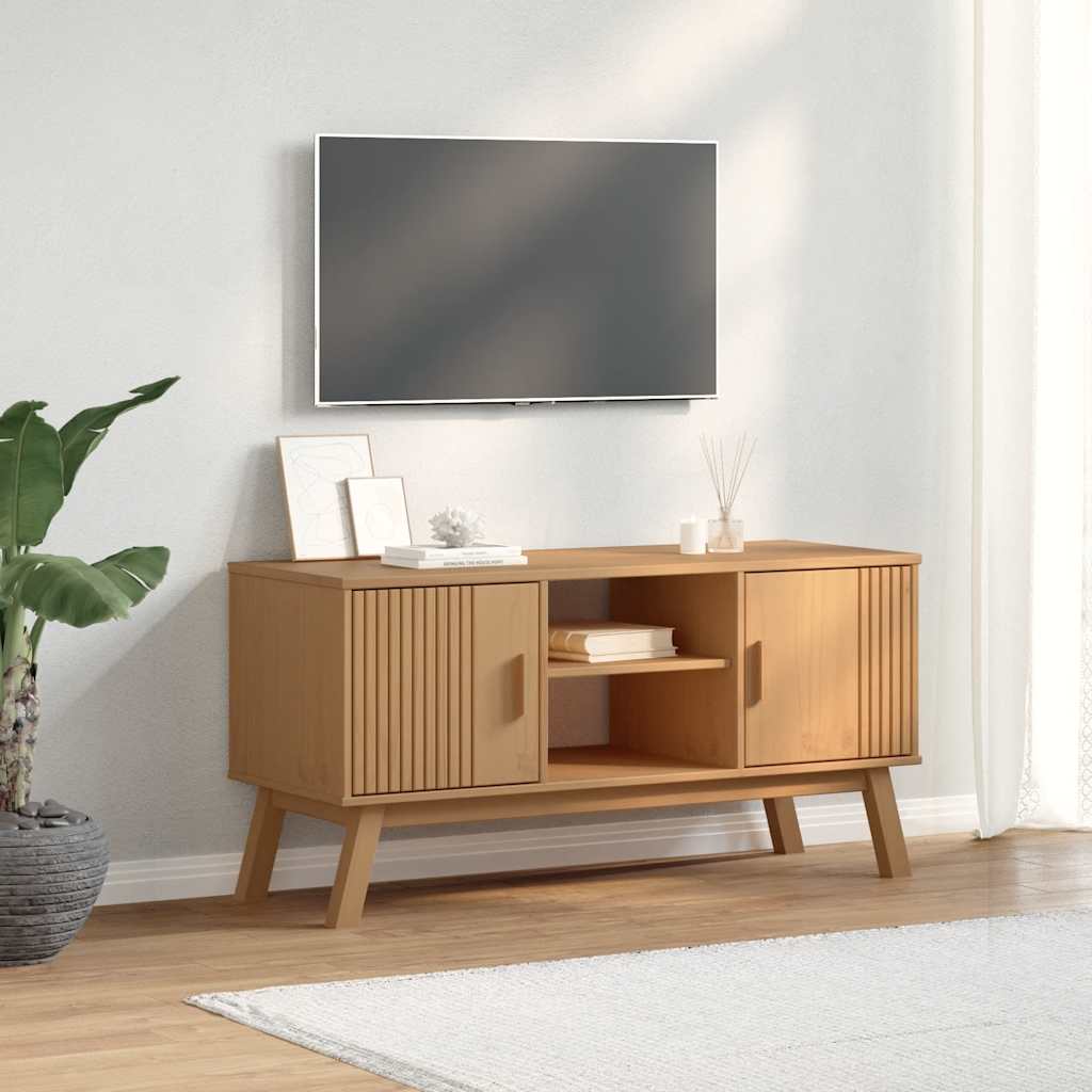 TV Cabinet OLDEN Brown 114x43x57 cm Solid Wood Pine