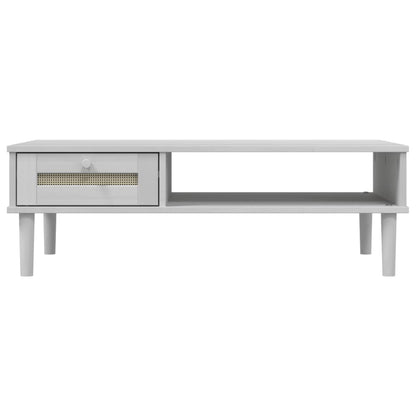 Coffee Table SENJA Rattan Look White 100x55x33 cm Solid Wood