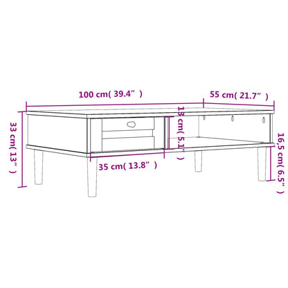 Coffee Table SENJA Rattan Look White 100x55x33 cm Solid Wood