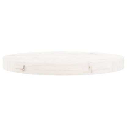 Round Solid Pine Wood Table Top - White Ø40x3 cm