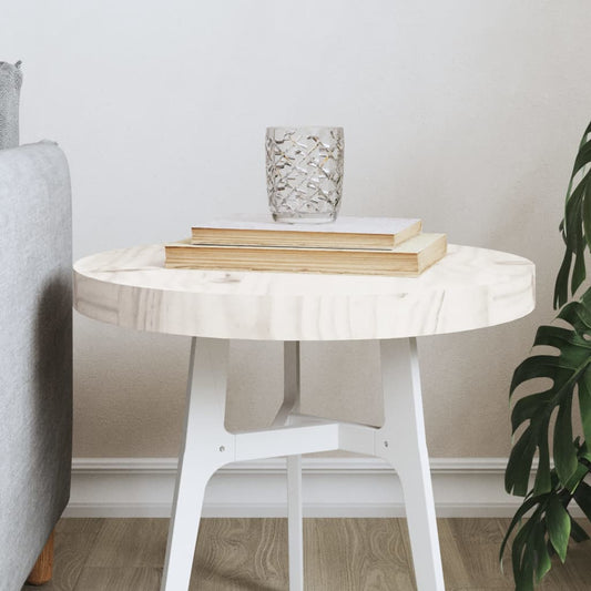 Round Solid Pine Wood Table Top - White Ø40x3 cm