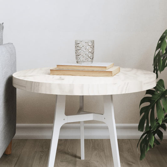 Solid Pine Round Table Top, White, Ø50x3 cm