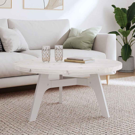 Solid Wood Pine Round Table Top - White Ø90x3 cm