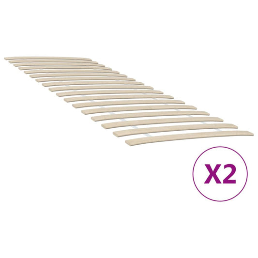 Solid Pine Slatted Bed Bases - 34 Slats, 2pcs 70x200 cm