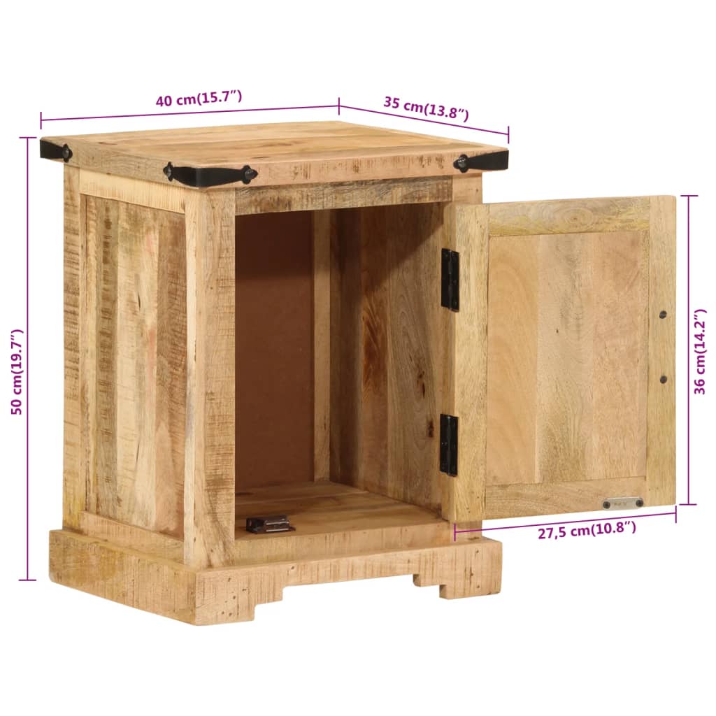 Solid Mango Wood Bedside Cabinet 40x35x50 cm - Stylish & Durable