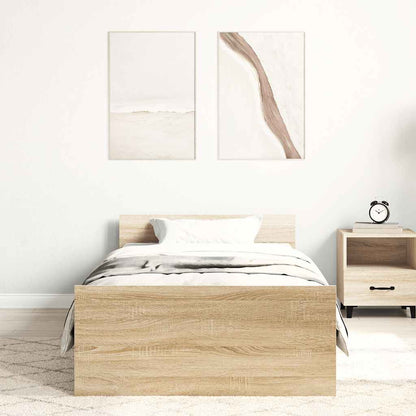 Sonoma Oak Bed Frame 90x200 cm - Stylish Engineered Wood Design