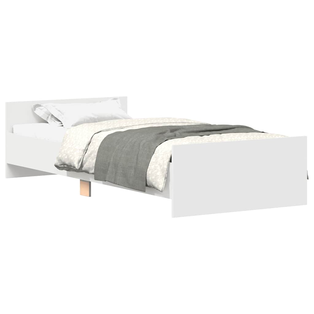 Stylish White Engineered Wood Bed Frame 100x200 cm - No Mattress