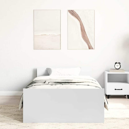 Stylish White Engineered Wood Bed Frame 100x200 cm - No Mattress