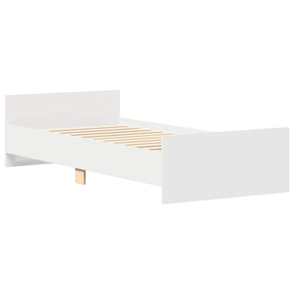 Stylish White Engineered Wood Bed Frame 100x200 cm - No Mattress
