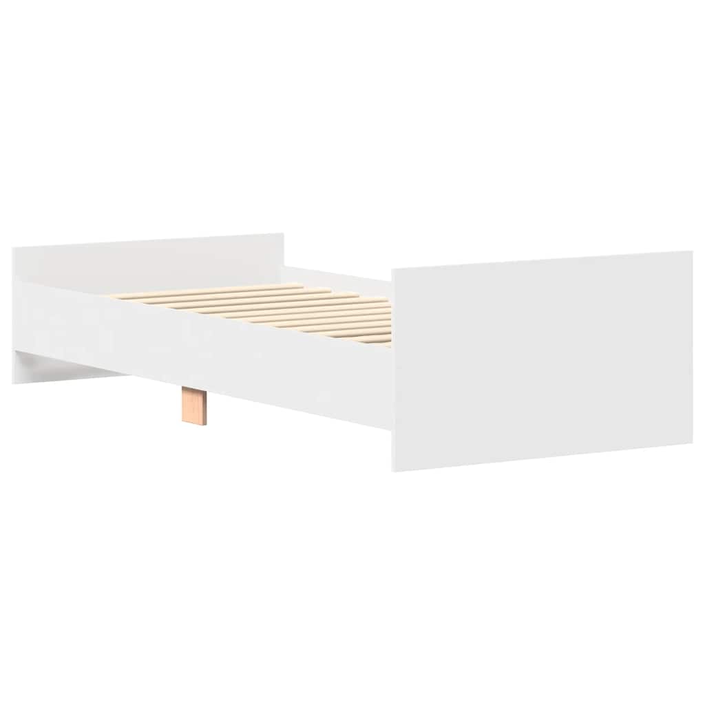 Stylish White Engineered Wood Bed Frame 100x200 cm - No Mattress