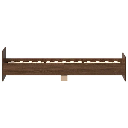 Brown Oak Engineered Wood Bed Frame 100x200 cm - No Mattress