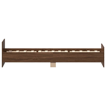 Brown Oak Single Bed Frame 90x190 cm - Engineered Wood