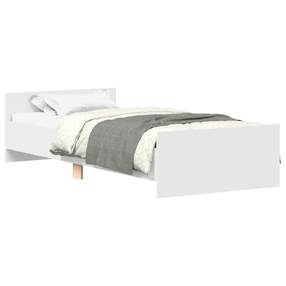 White Small Single Bed Frame 75x190 cm - Engineered Wood