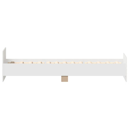 White Small Single Bed Frame 75x190 cm - Engineered Wood