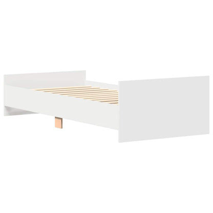 White Small Single Bed Frame 75x190 cm - Engineered Wood