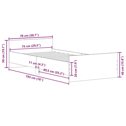 Black Engineered Wood Bed Frame - 75x190 cm Small Single