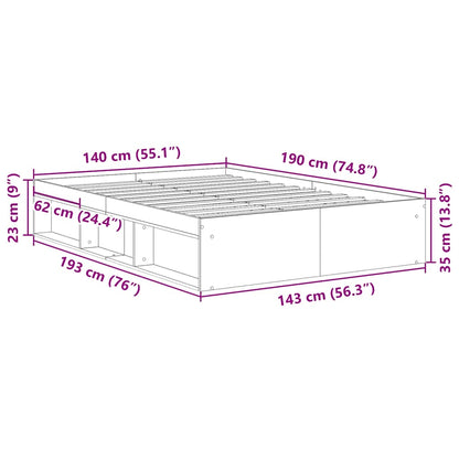 Bed Frame without Mattress Black 140x190 cm