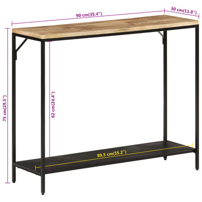Console Table 90x30x75 cm Solid Rough Mango Wood and Iron