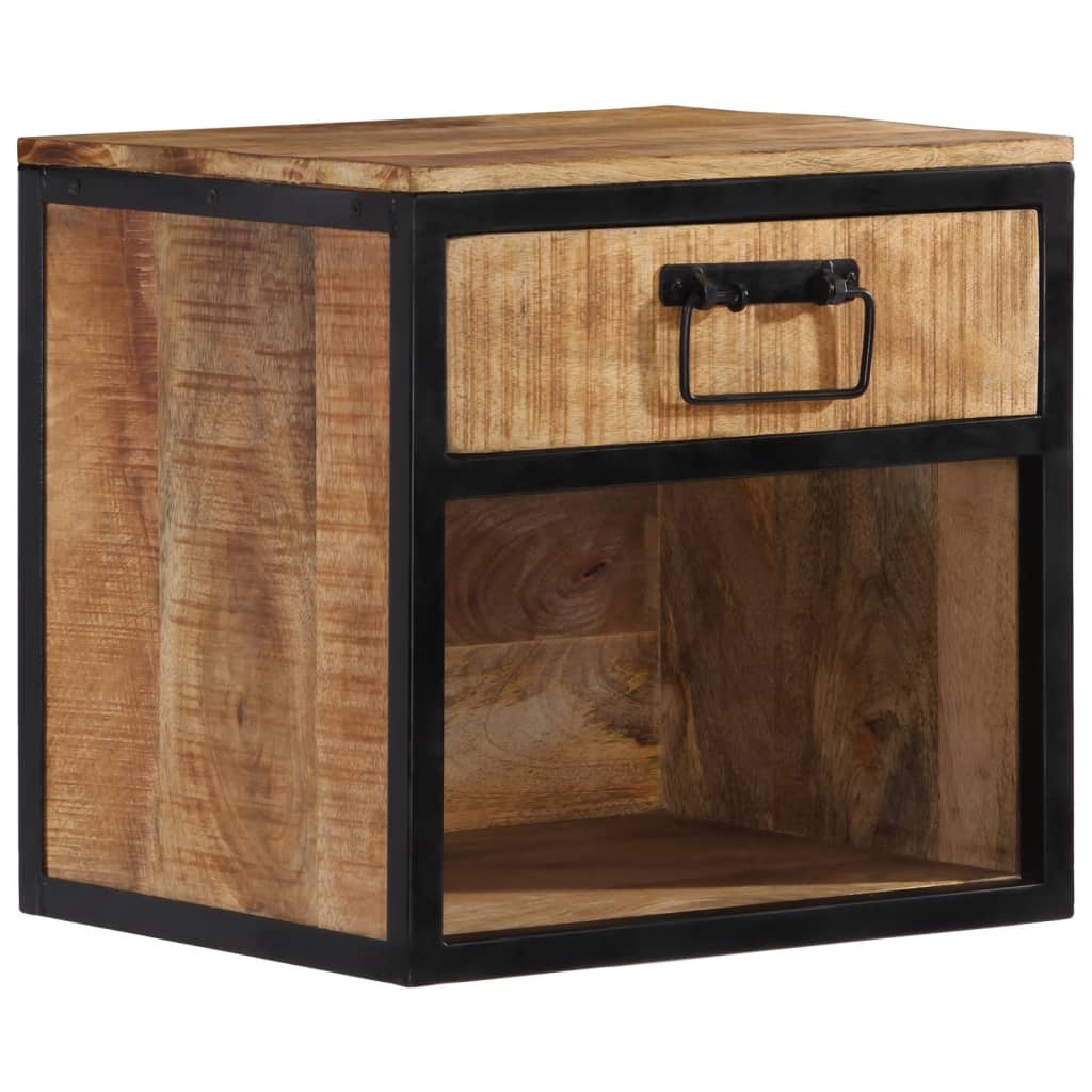 Solid Wood Mango Bedside Cabinet - 40x35x40 cm Compact Design