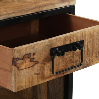 Solid Wood Mango Bedside Cabinet - 40x35x40 cm Compact Design
