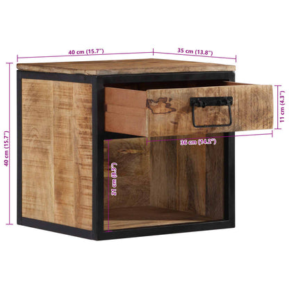 Solid Wood Mango Bedside Cabinet - 40x35x40 cm Compact Design