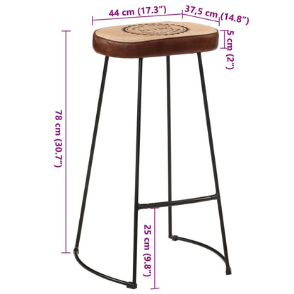 Dark Brown Wooden Bar Stools Set of 2 - 44x37.5x78 cm