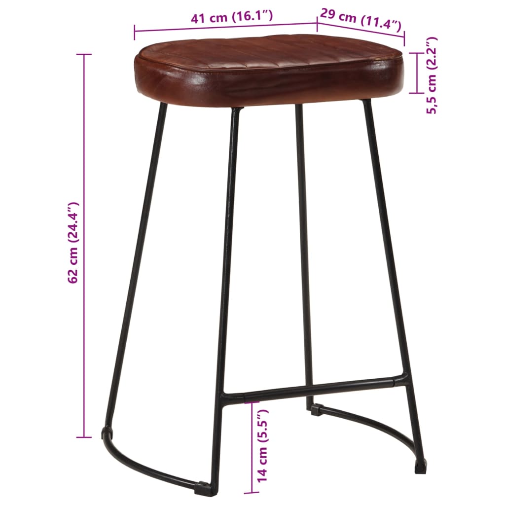 Dark Brown Wood Bar Stools Set of 2, 41x29x62 cm