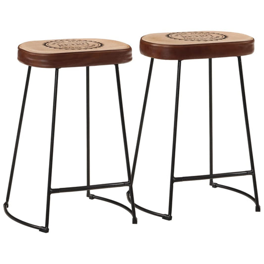 Set of 2 Dark Brown Wooden Bar Stools - 41x29x62 cm
