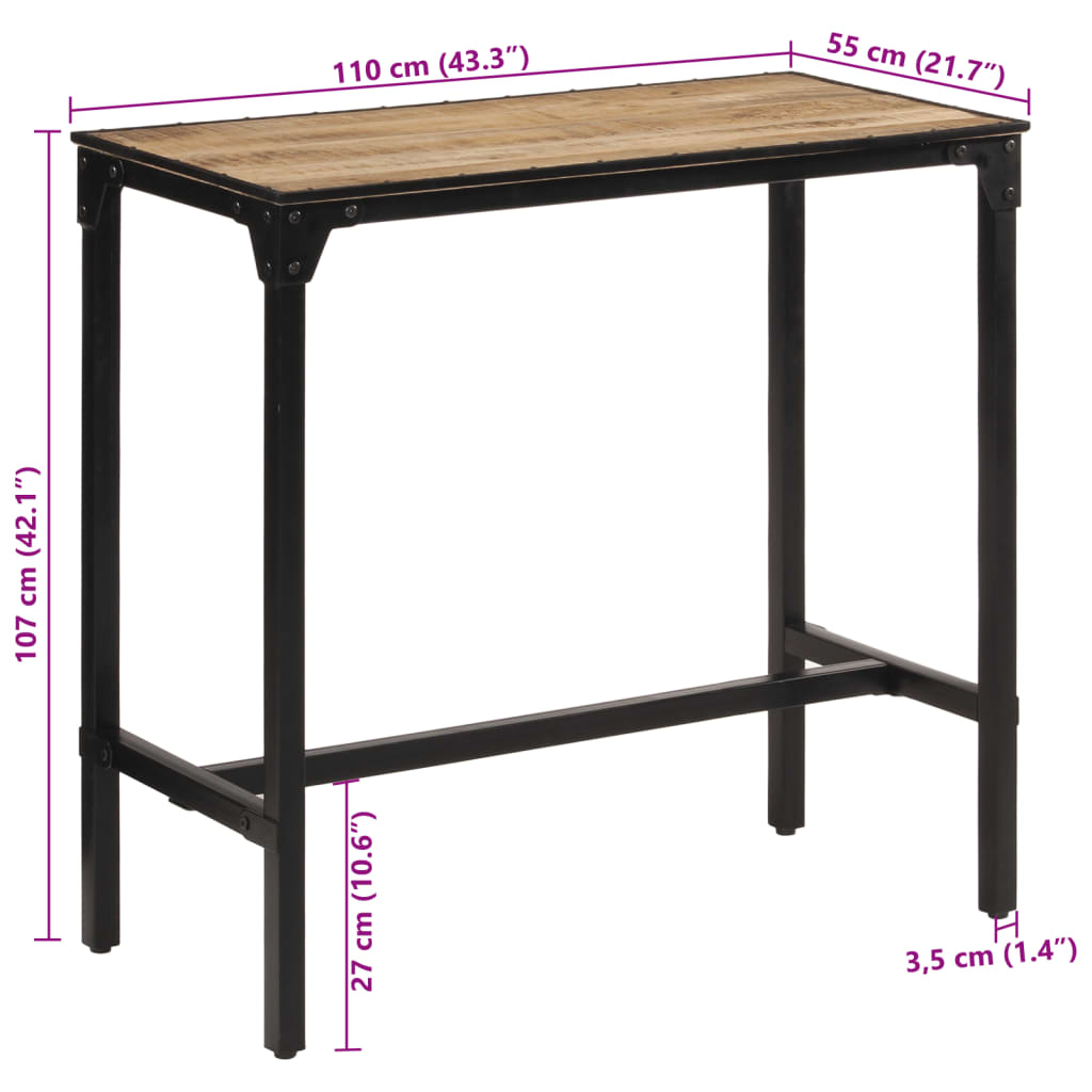 Solid Mango Wood Bar Table 110x55x107 cm - Rustic Elegance