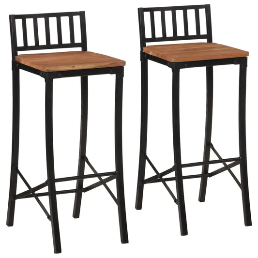 Solid Acacia Wood Bar Chairs Set of 2 - Stylish & Durable
