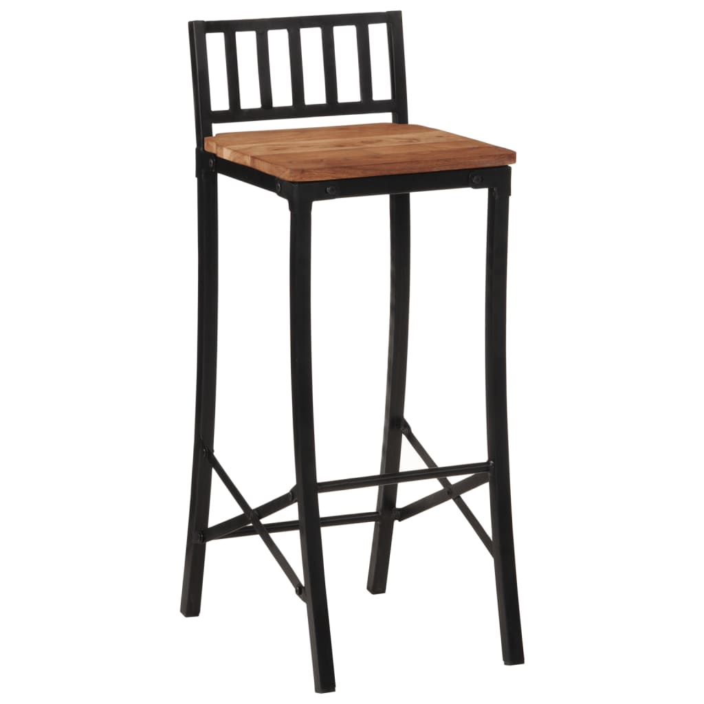 Solid Acacia Wood Bar Chairs Set of 2 - Stylish & Durable
