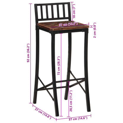 Eco-Friendly Reclaimed Solid Wood Bar Chairs, Set of 4