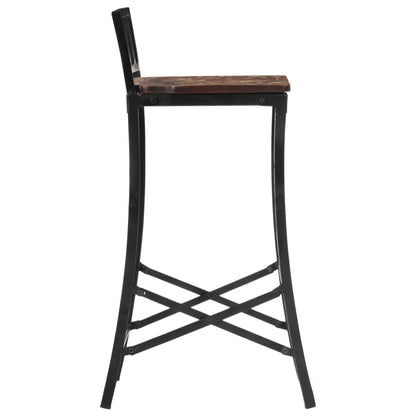 Eco-Friendly Reclaimed Solid Wood Bar Chairs, Set of 4
