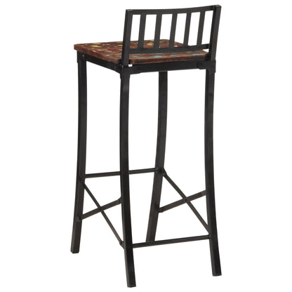 Eco-Friendly Reclaimed Solid Wood Bar Chairs, Set of 4