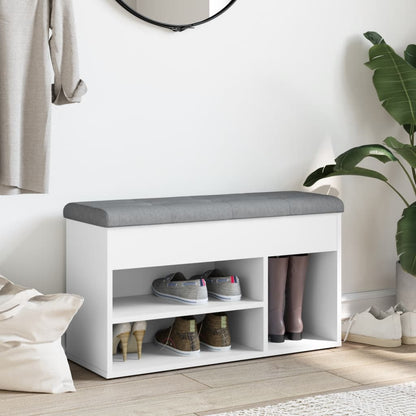 White Engineered Wood Shoe Bench 82x32x45.5 cm - Stylish Storage