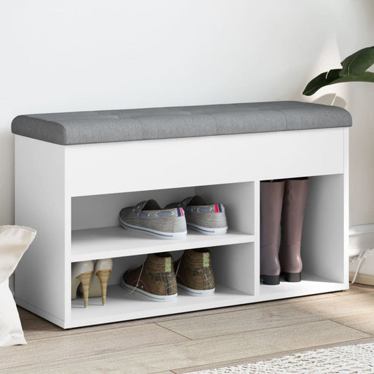White Engineered Wood Shoe Bench 82x32x45.5 cm - Stylish Storage