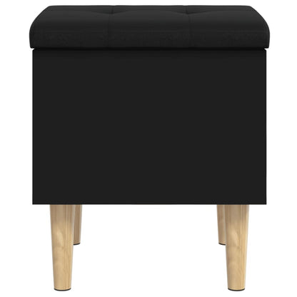 Sleek Black Engineered Wood Storage Bench - 42x42x46 cm