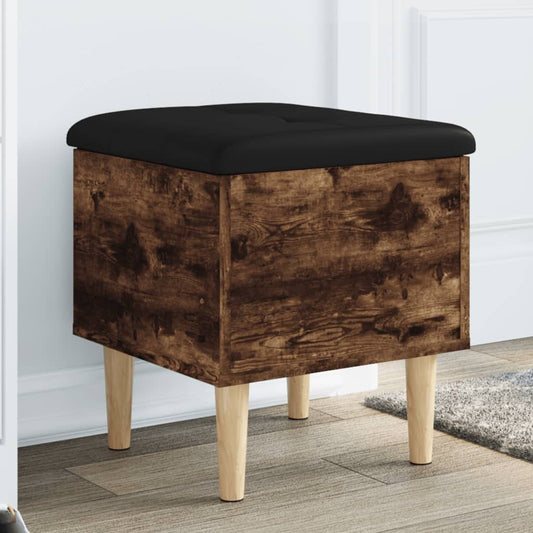 Smoked Oak Storage Bench 42x42x46 cm - Engineered Wood