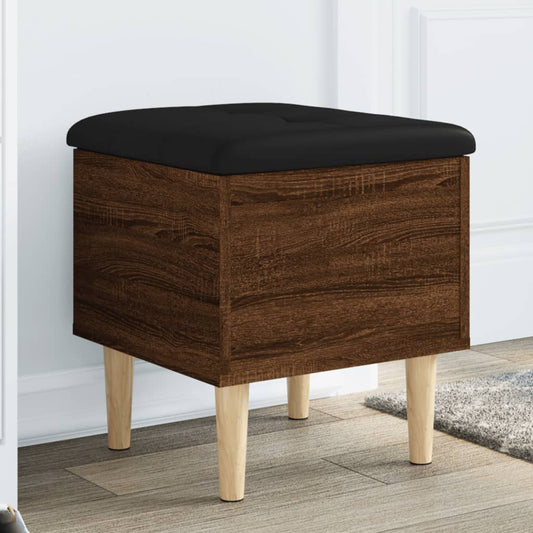 Brown Oak Storage Bench 42x42x46 cm - Engineered Wood Elegance
