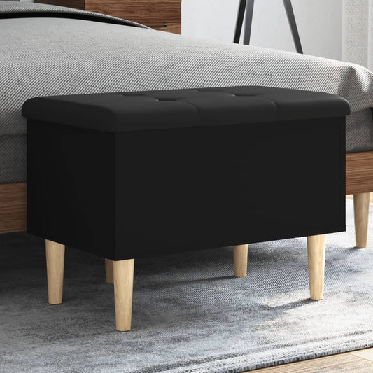 Black Engineered Wood Storage Bench 62x42x46 cm
