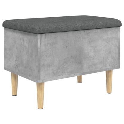 Compact Concrete Grey Storage Bench, 62x42x46 cm, Wood Design