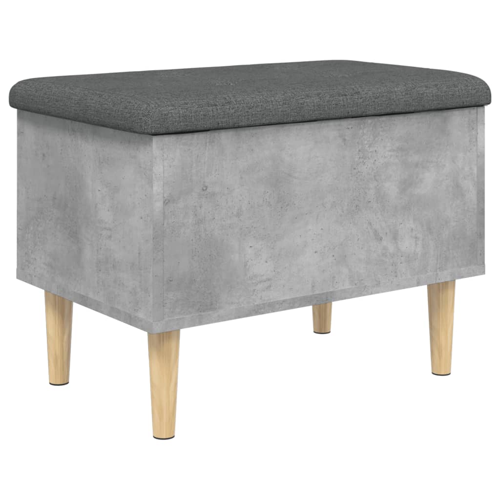 Compact Concrete Grey Storage Bench, 62x42x46 cm, Wood Design