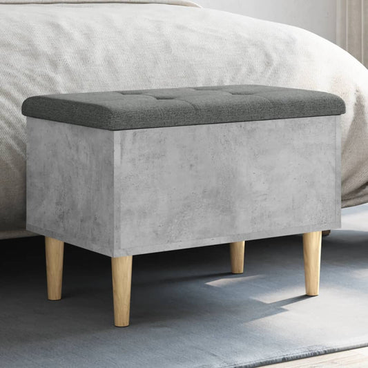 Compact Concrete Grey Storage Bench, 62x42x46 cm, Wood Design