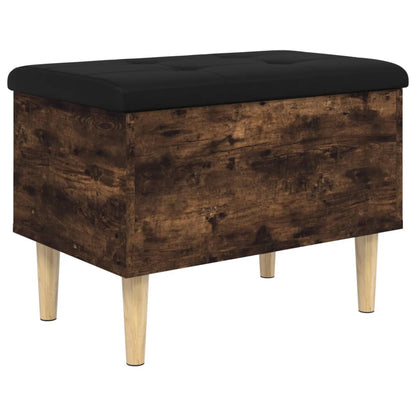 Smoked Oak Storage Bench 62x42x46 cm - Engineered Wood