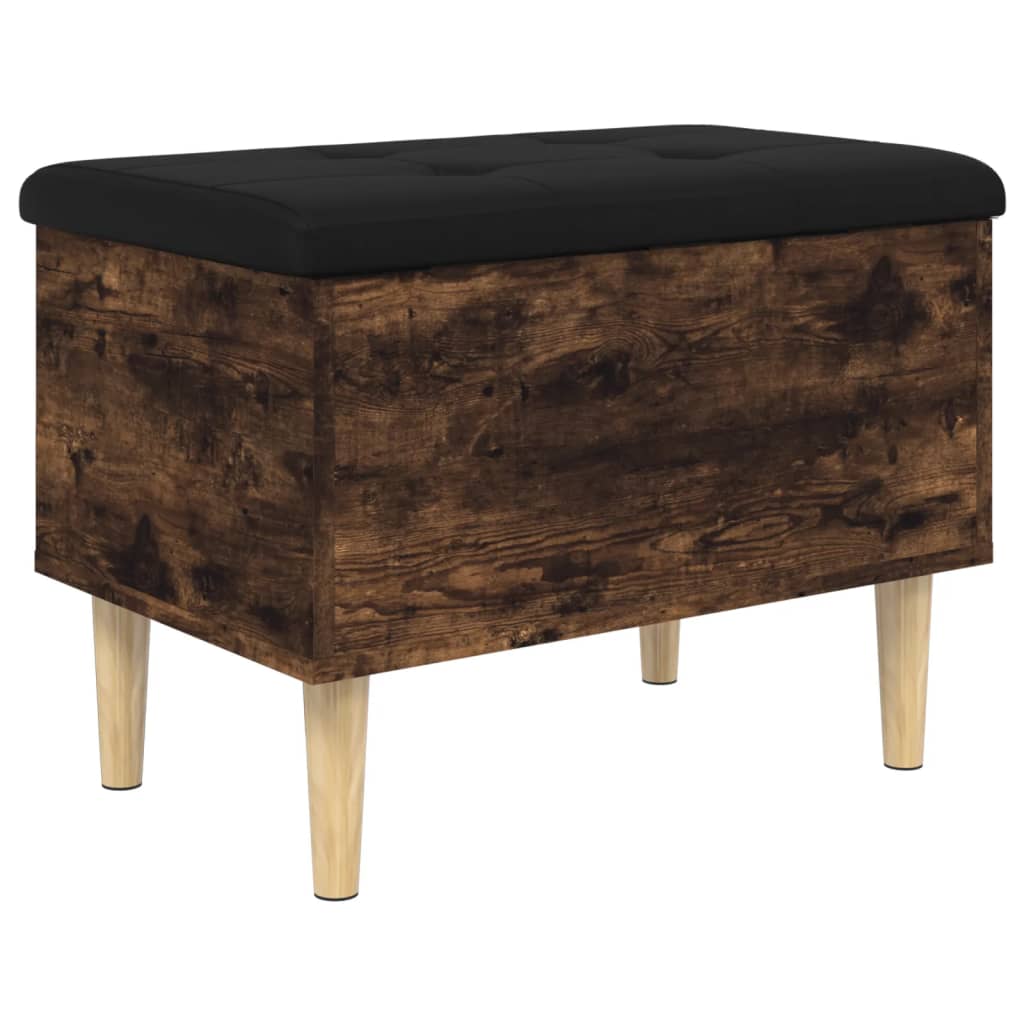 Smoked Oak Storage Bench 62x42x46 cm - Engineered Wood