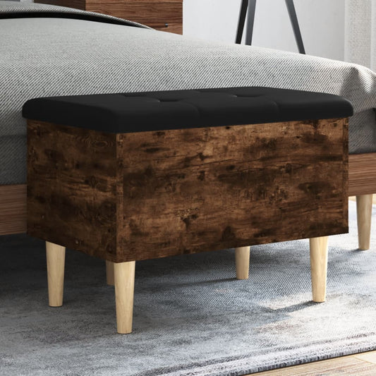 Smoked Oak Storage Bench 62x42x46 cm - Engineered Wood