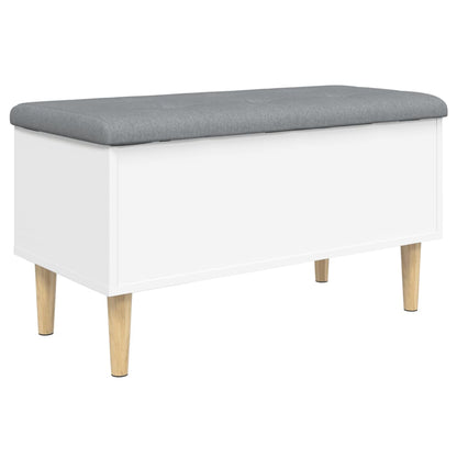 White Engineered Wood Storage Bench 82x42x46 cm