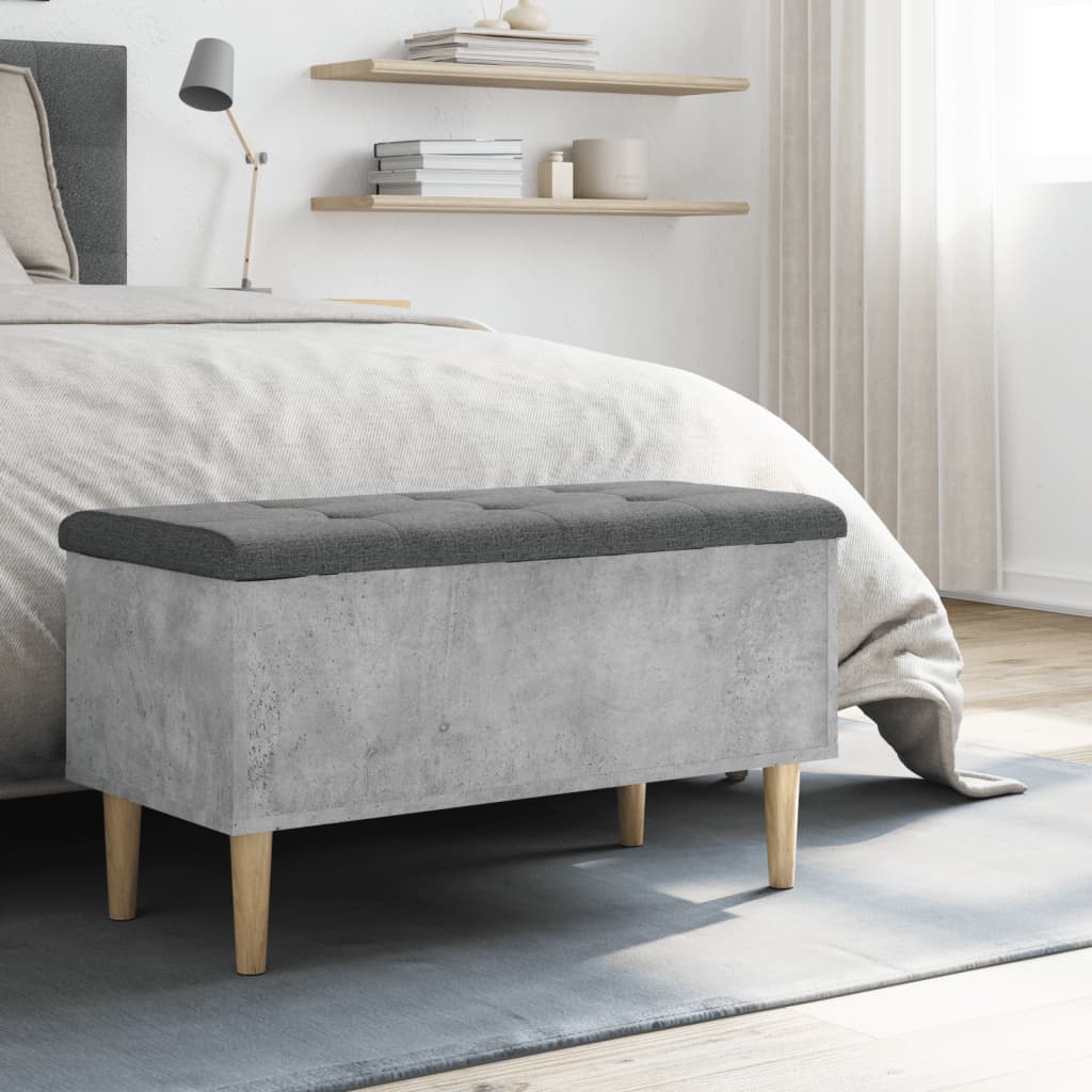 Concrete Grey Storage Bench, 82x42x46 cm, Engineered Wood