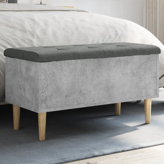 Concrete Grey Storage Bench, 82x42x46 cm, Engineered Wood